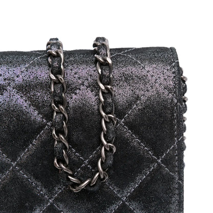 Chanel Quilted Iridescent Lambskin Tartan Button Wallet On Chain
