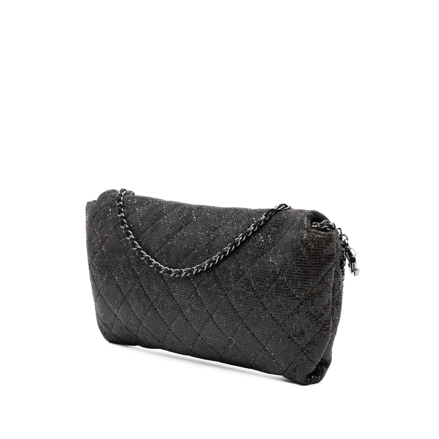 Chanel Quilted Laminated Fabric Chain Evening Crossbody