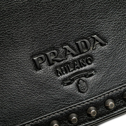 Prada Small Studded Glace Calf Chain Flap
