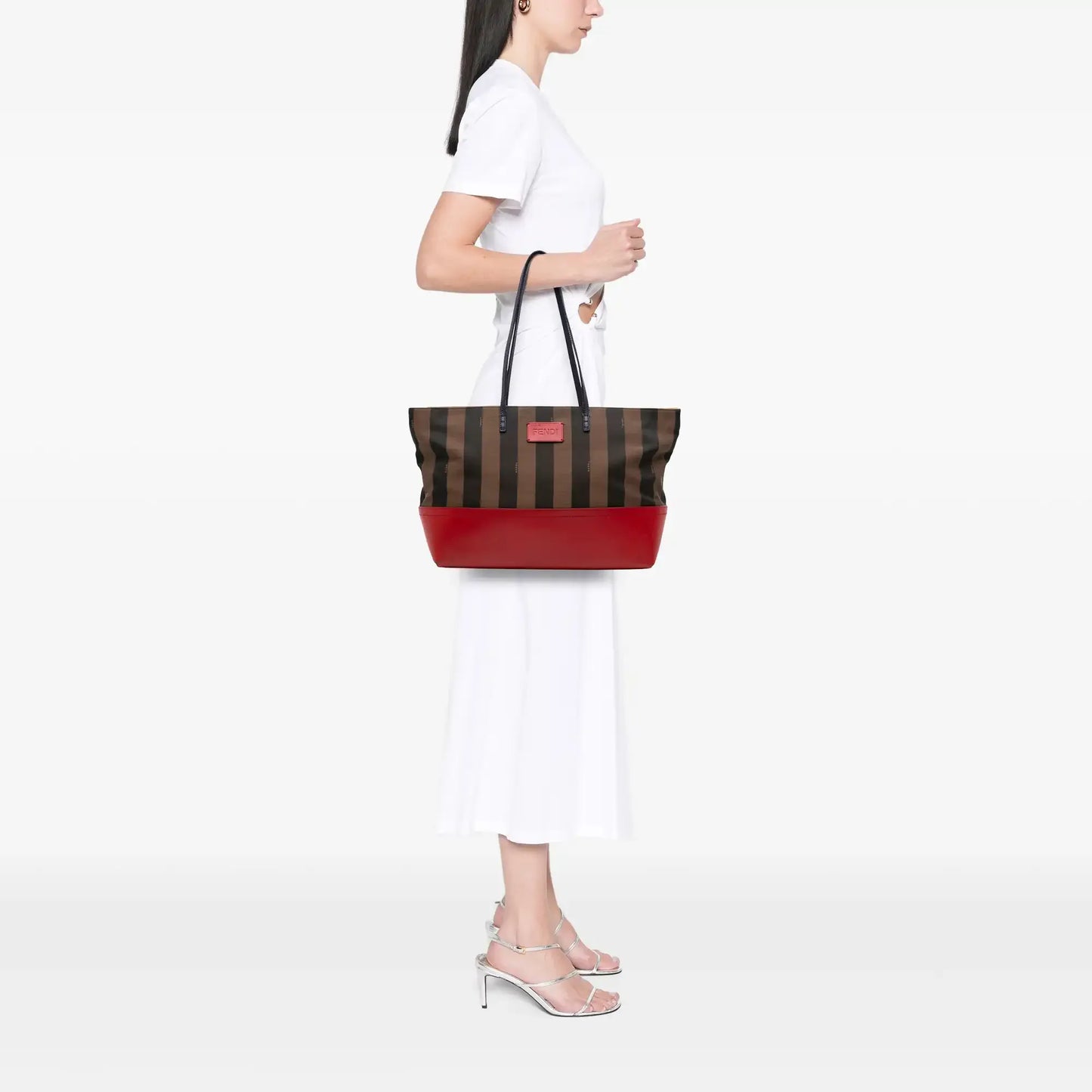 Fendi Medium Pequin Canvas Roll Tote