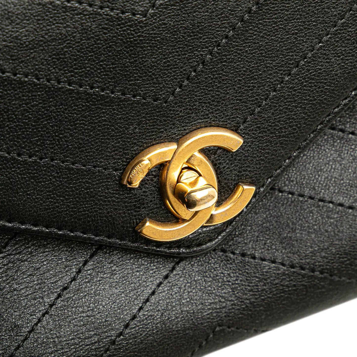 Chanel Small Chevron Lambskin Stitched Envelope Flap