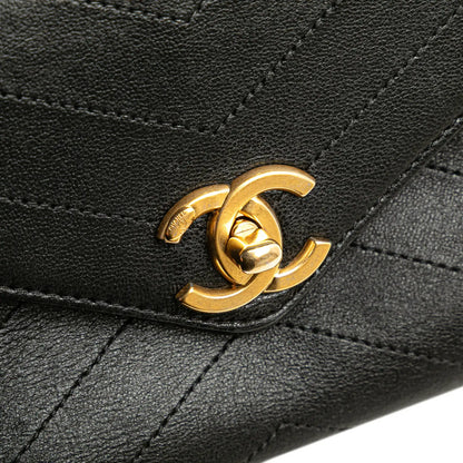 Chanel Small Chevron Lambskin Stitched Envelope Flap