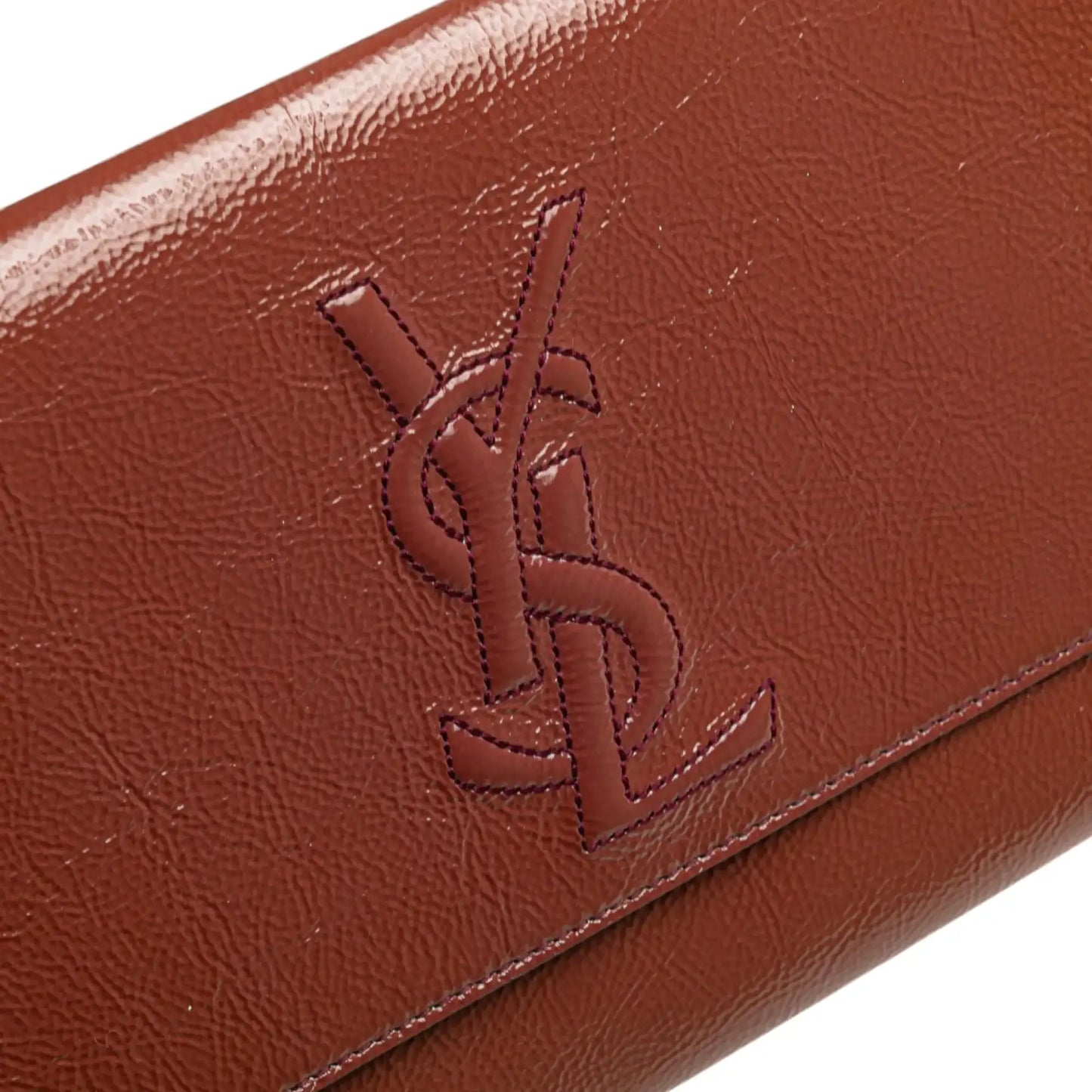 Saint Laurent Large Textured Patent Monogram Belle De Jour Clutch