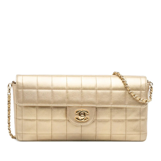 Chanel CC Metallic Lambskin Choco Bar East West Flap