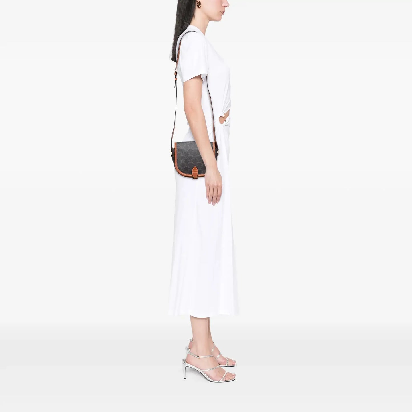Celine Medium Triomphe Coated Canvas Folco Crossbody