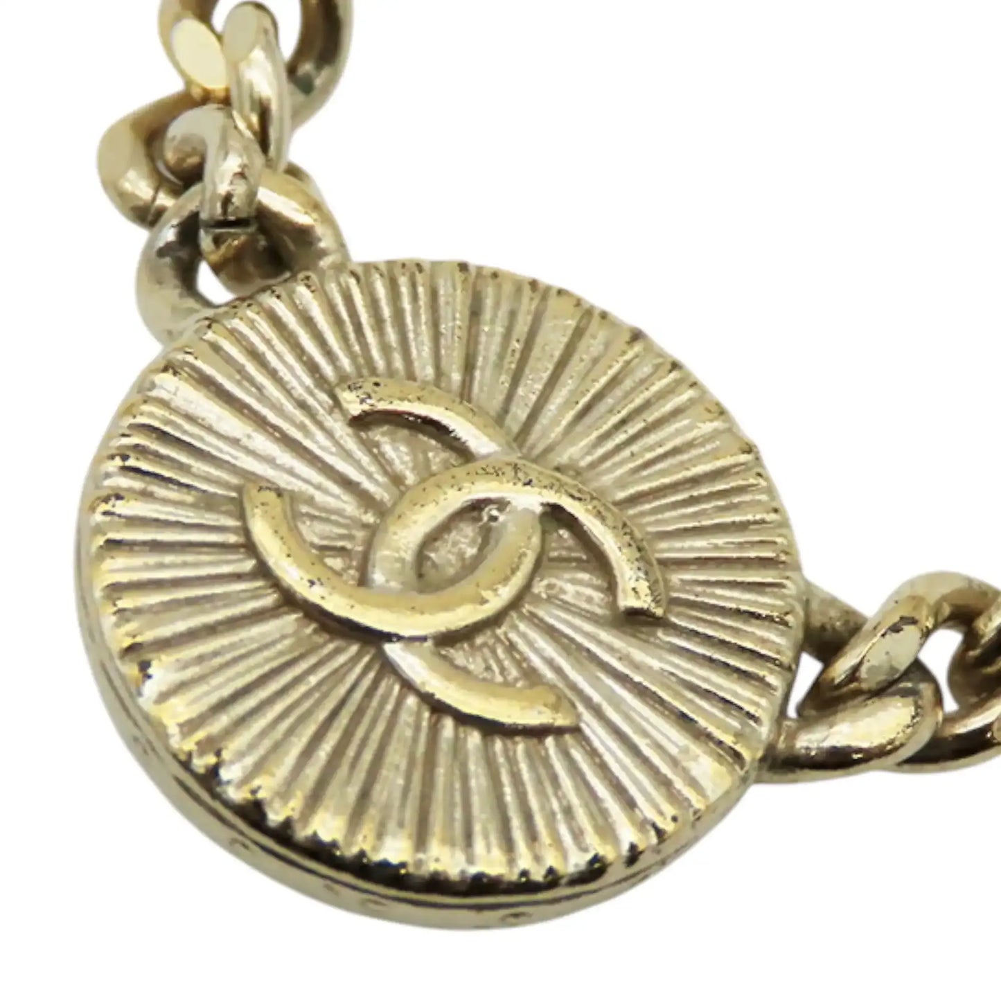 Chanel Gold Plated Resin CC Rhinestones Pendant Necklace