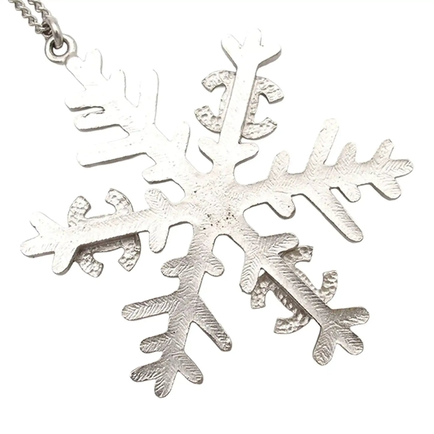 Chanel Silver Plated CC Rhinestone Snowflake Pendant Necklace
