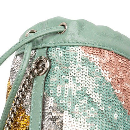 Gucci Small GG Marmont Sequined Diagonal Matelasse Leather Bucket Bag