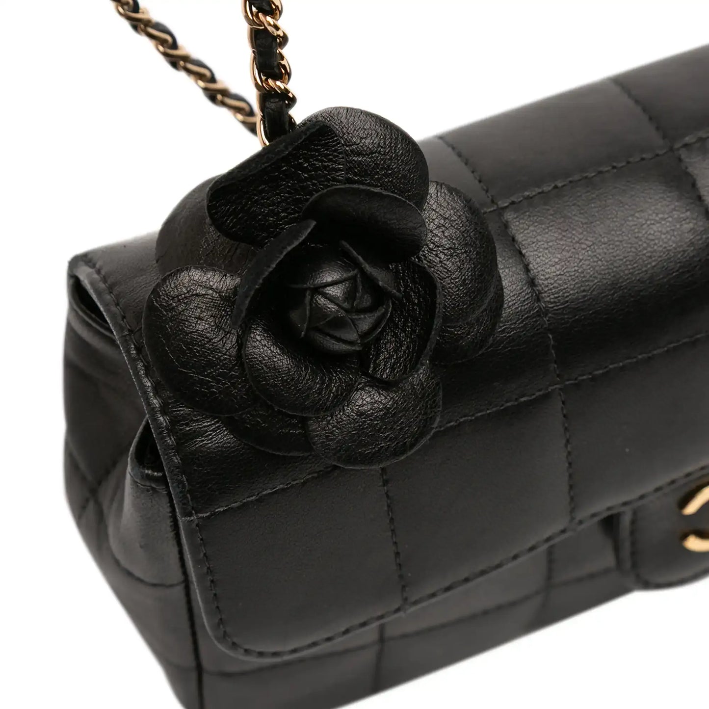 Chanel Mini Lambskin Chocolate Bar Camellia Flap