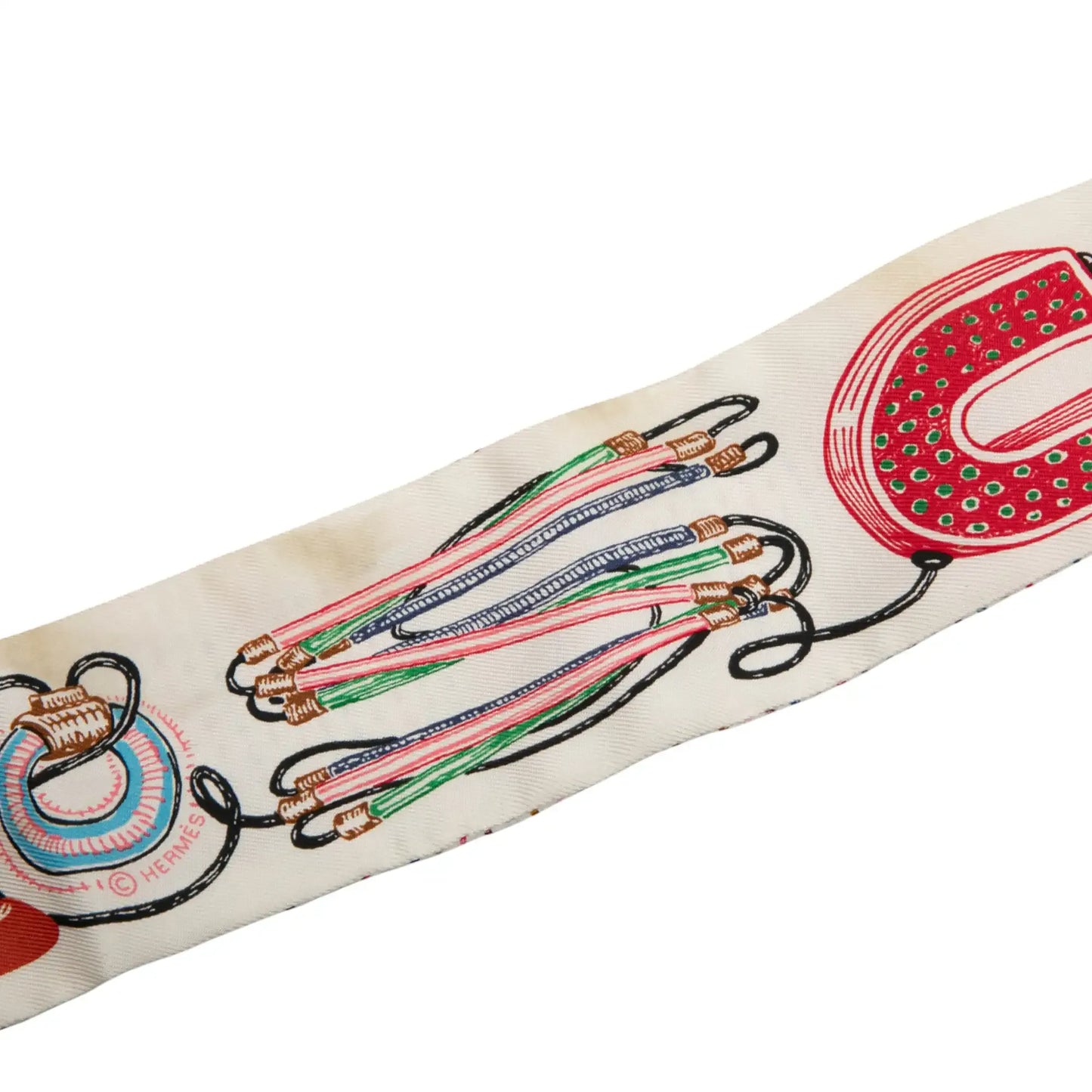 Hermès Chevaloscope Pointille Silk Twilly Scarf