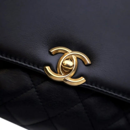 Chanel Quilted Goatskin Side Chain Compartment Flap