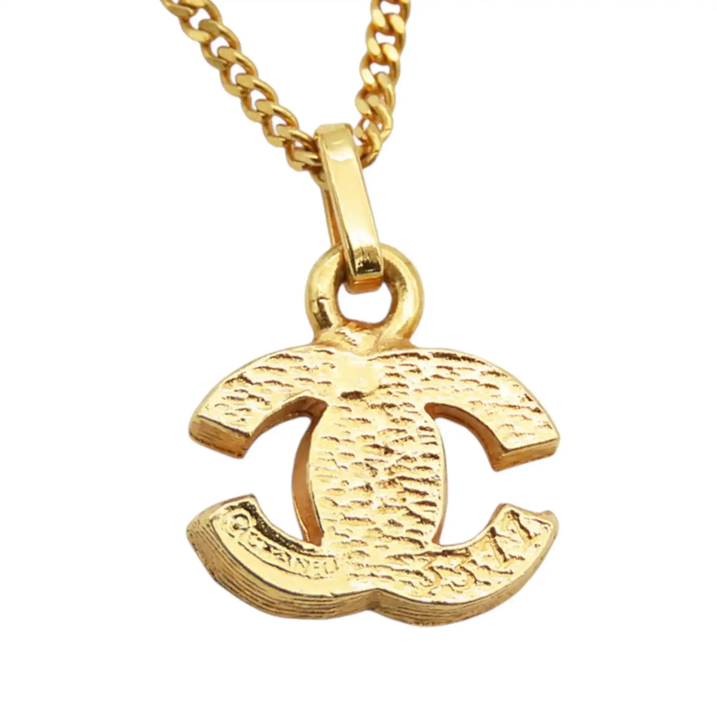 Chanel old Plated Crystal CC Pendant Necklace