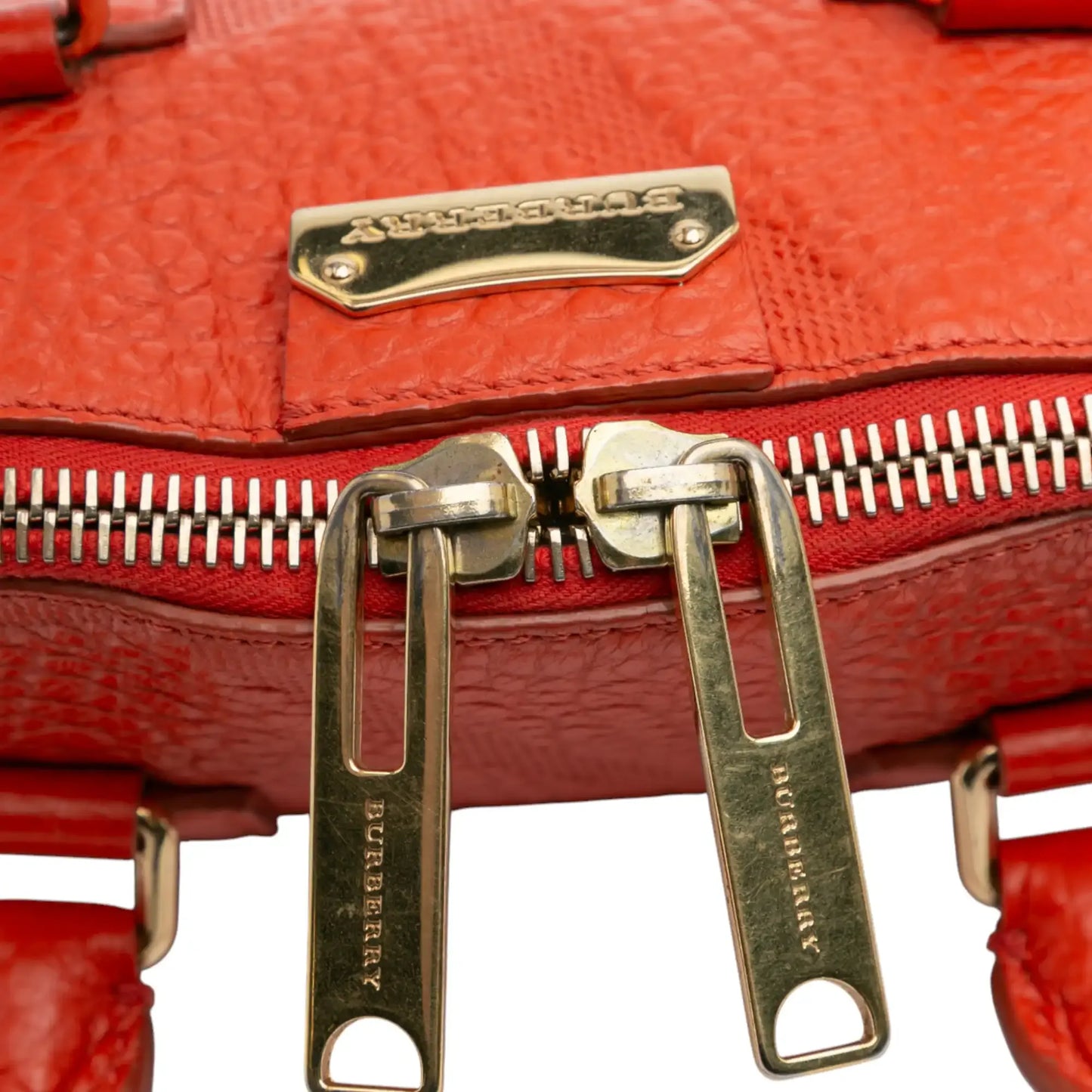 Burberry Small Heritage Grain Check Embossed Leather Orchard Bowling Bag