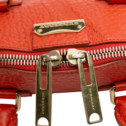 Burberry Small Heritage Grain Check Embossed Leather Orchard Bowling Bag