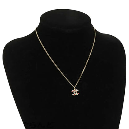 Chanel Gold Plated CC Rhinestones Pendant Necklace