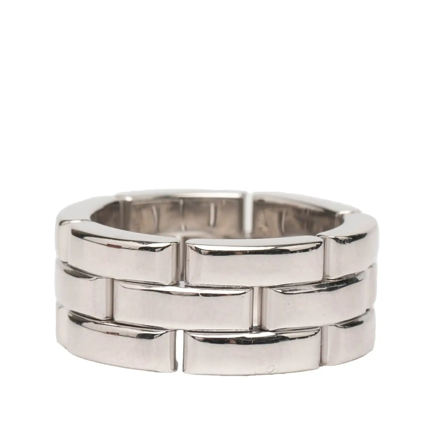 Cartier 18K White Gold Triple Row Maillon Panthère Ring