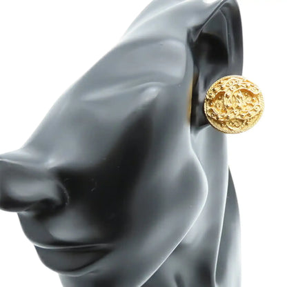 Chanel CC Gold Plated Round Clip On Earrings