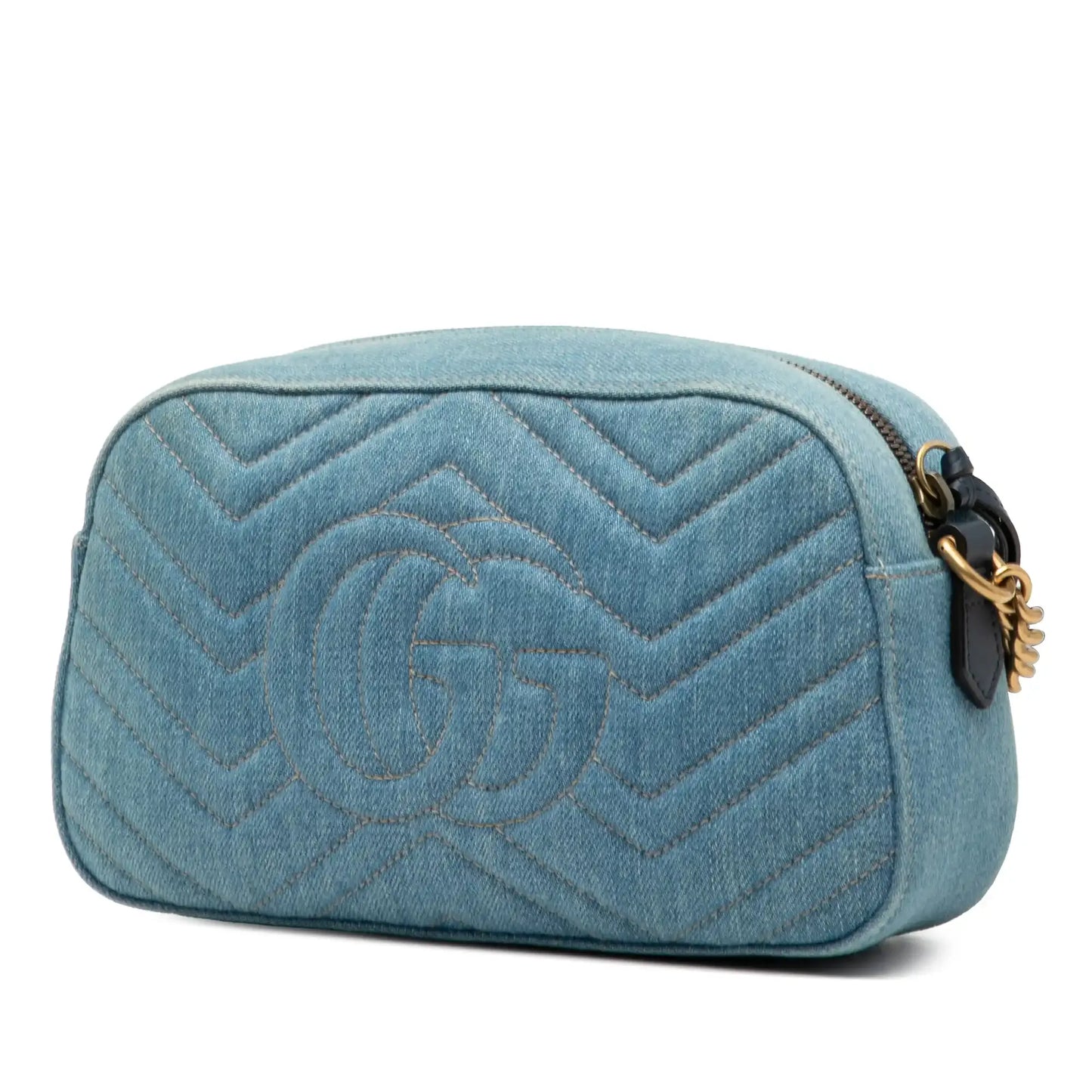 Gucci Small GG Marmont Matelasse Denim Pearly Crossbody
