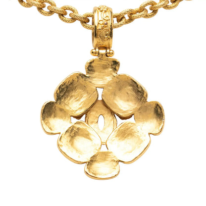 Chanel Gold Plated CC Arabesque Clover Pendant Necklace