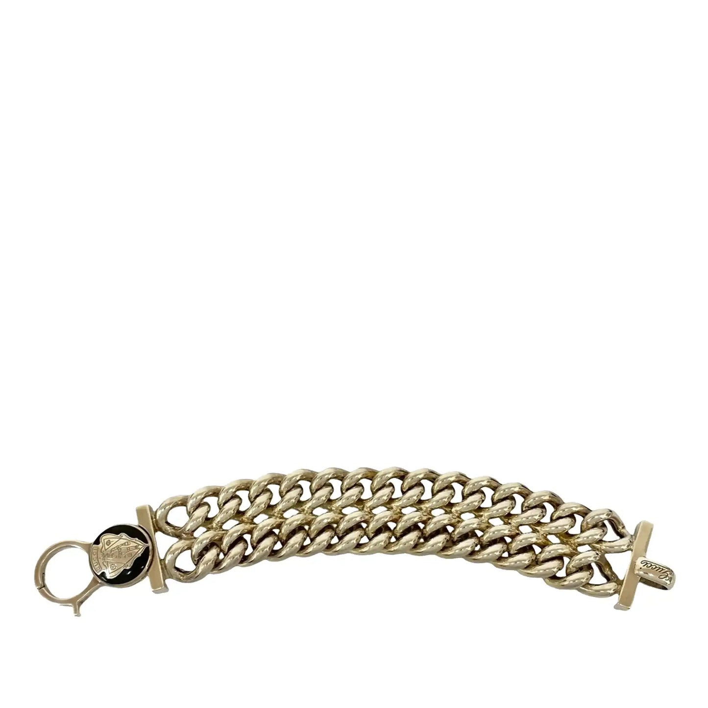 Gucci Sterling Silver Crest Logo Chain Bracelet