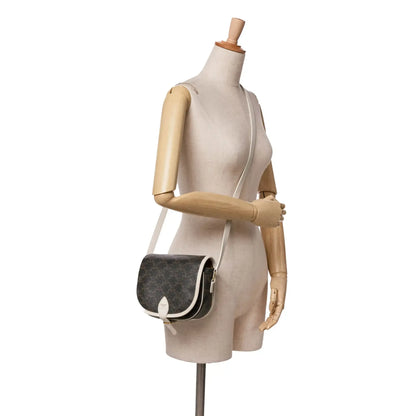 Celine Medium Triomphe Coated Canvas Folco Crossbody