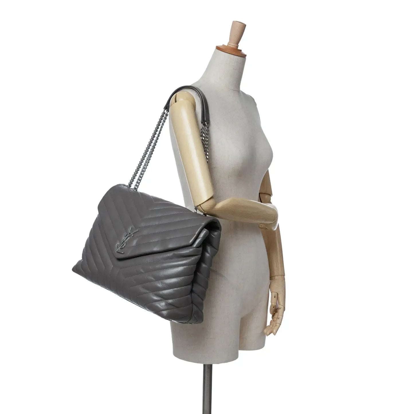 Saint Laurent Large Leather Monogram Matelasse LouLou Shoulder Bag