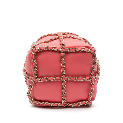 Chanel Lambskin CC Chain Frame Drawstring Bucket Bag
