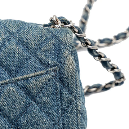 Chanel Mini Square CC Quilted Denim Single Flap