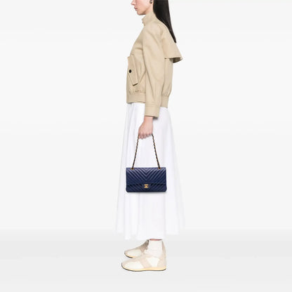 Chanel Medium Classic Chevron Lambskin Double Flap
