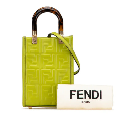 Fendi Mini Zucca Embossed Leather Sunshine Shopper Tote