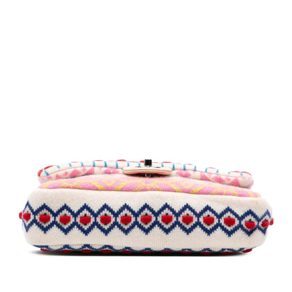 Chanel Medium Classic Multicolor Cashmere Knit Single Flap