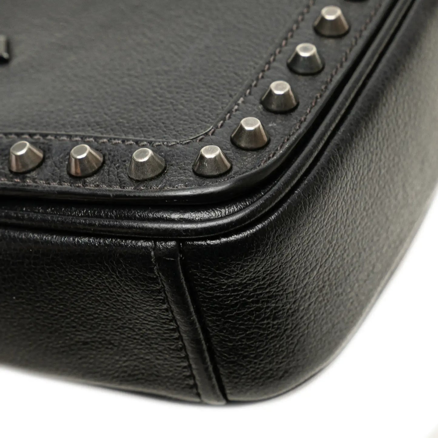 Prada Small Studded Glace Calf Chain Flap