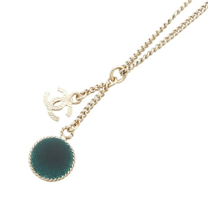 Chanel Gold Plated CC Charm Round Enamel No 5 Pendant Necklace