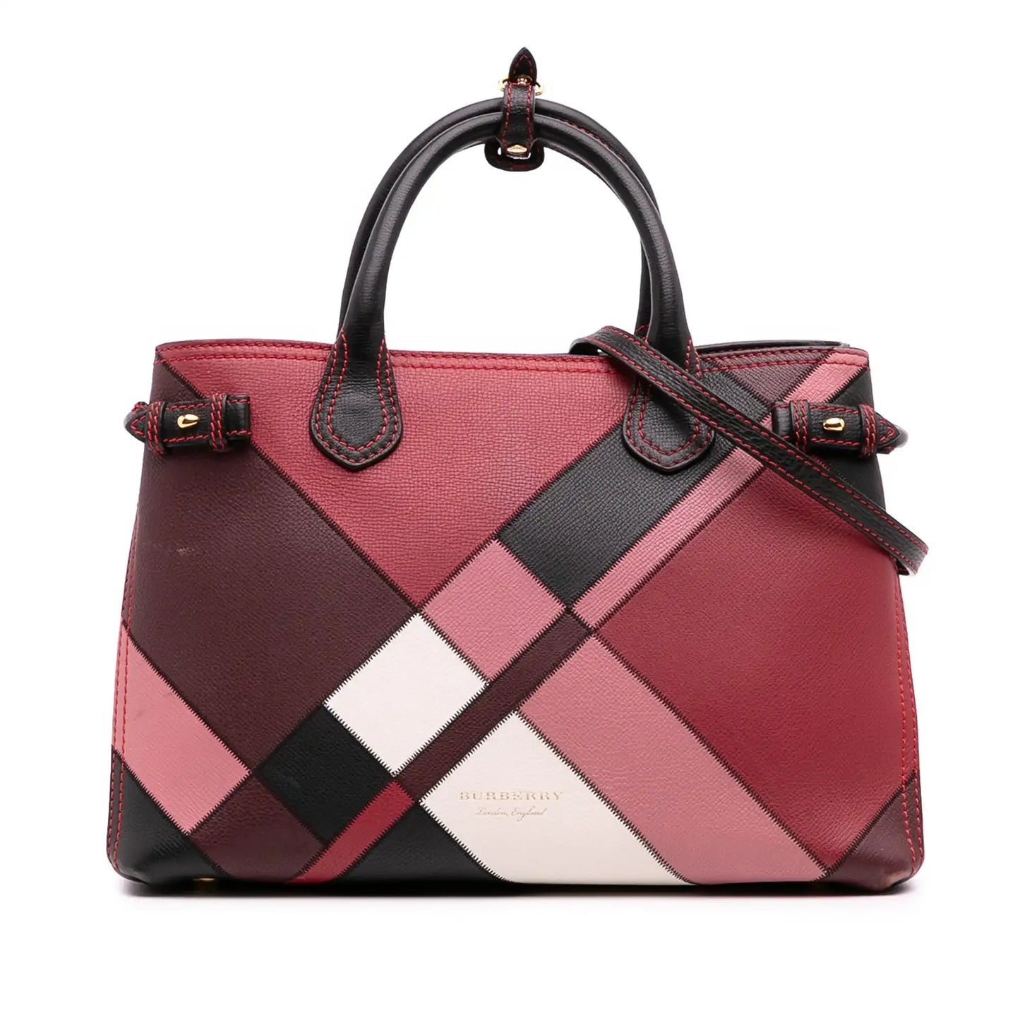 Burberry Medium Leather Patchwork and House Check Banner Satchel