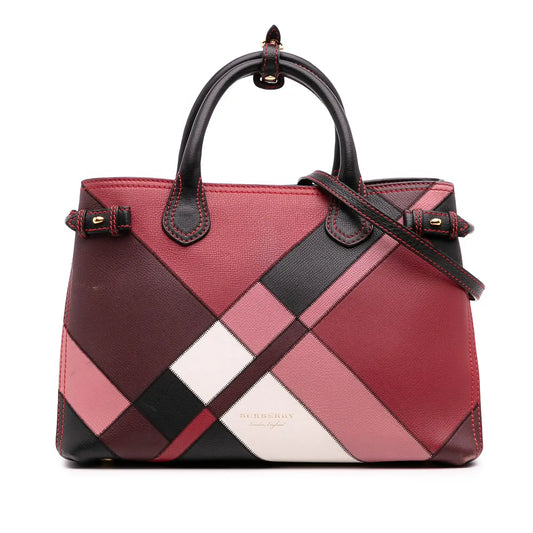Burberry Medium Leather Patchwork and House Check Banner Satchel