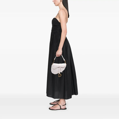 Dior Mini Canvas Embroidered Camouflage Saddle Bag