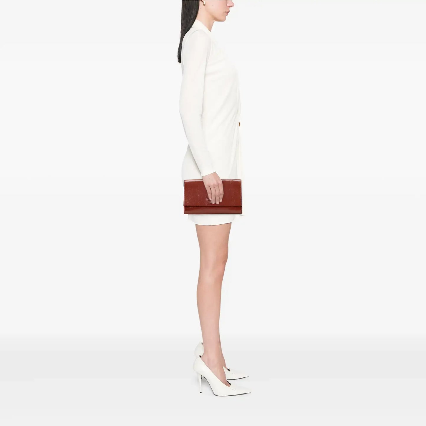 Saint Laurent Large Textured Patent Monogram Belle De Jour Clutch