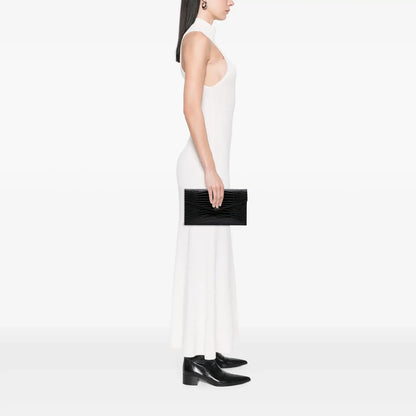 Saint Laurent Croc Embossed Patent Leather Uptown Pouch