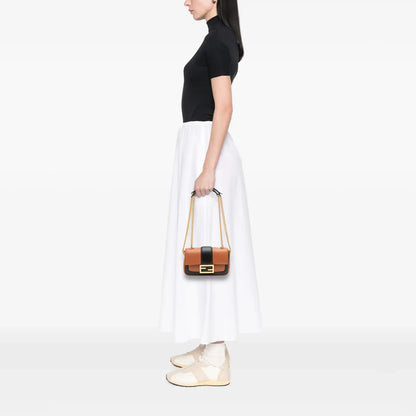 Fendi Mini Bicolor Nappa Apolo Chain Baguette Shoulder Bag