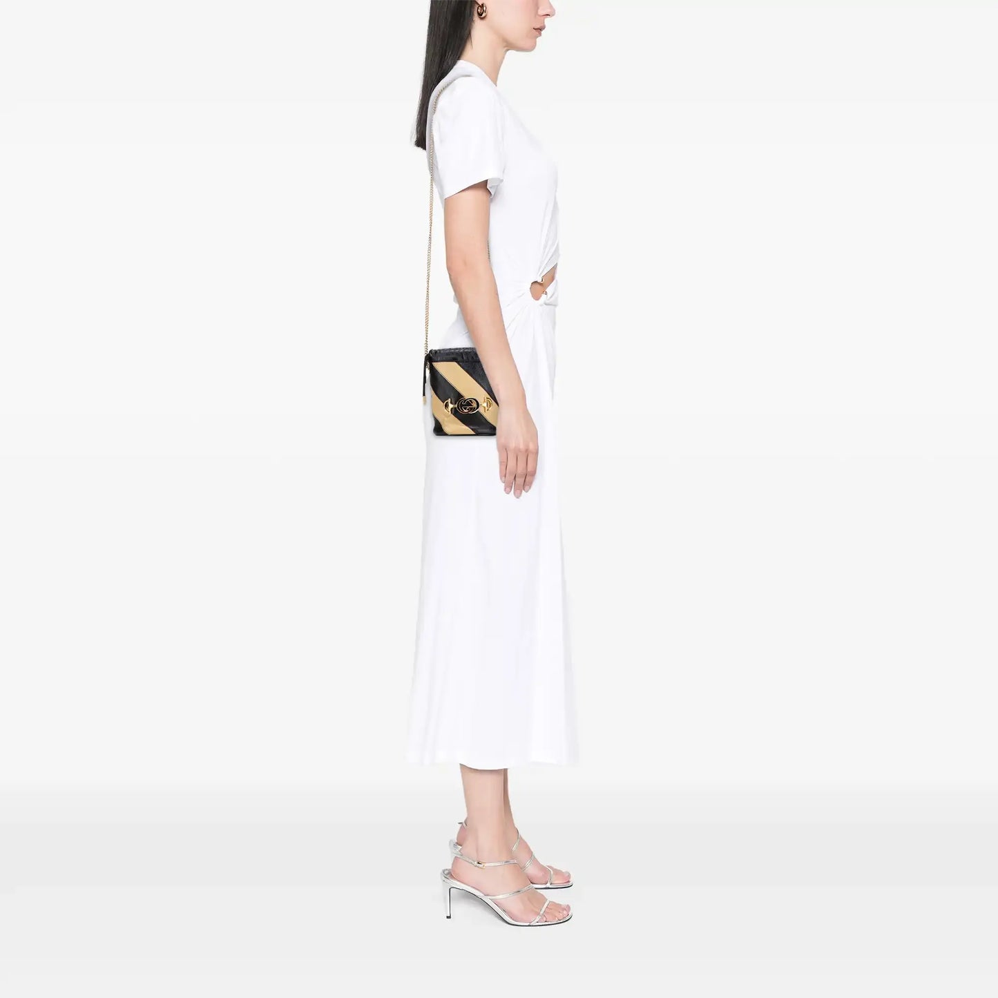 Gucci Mini Calfskin Diagonal Striped Zumi Bucket Bag