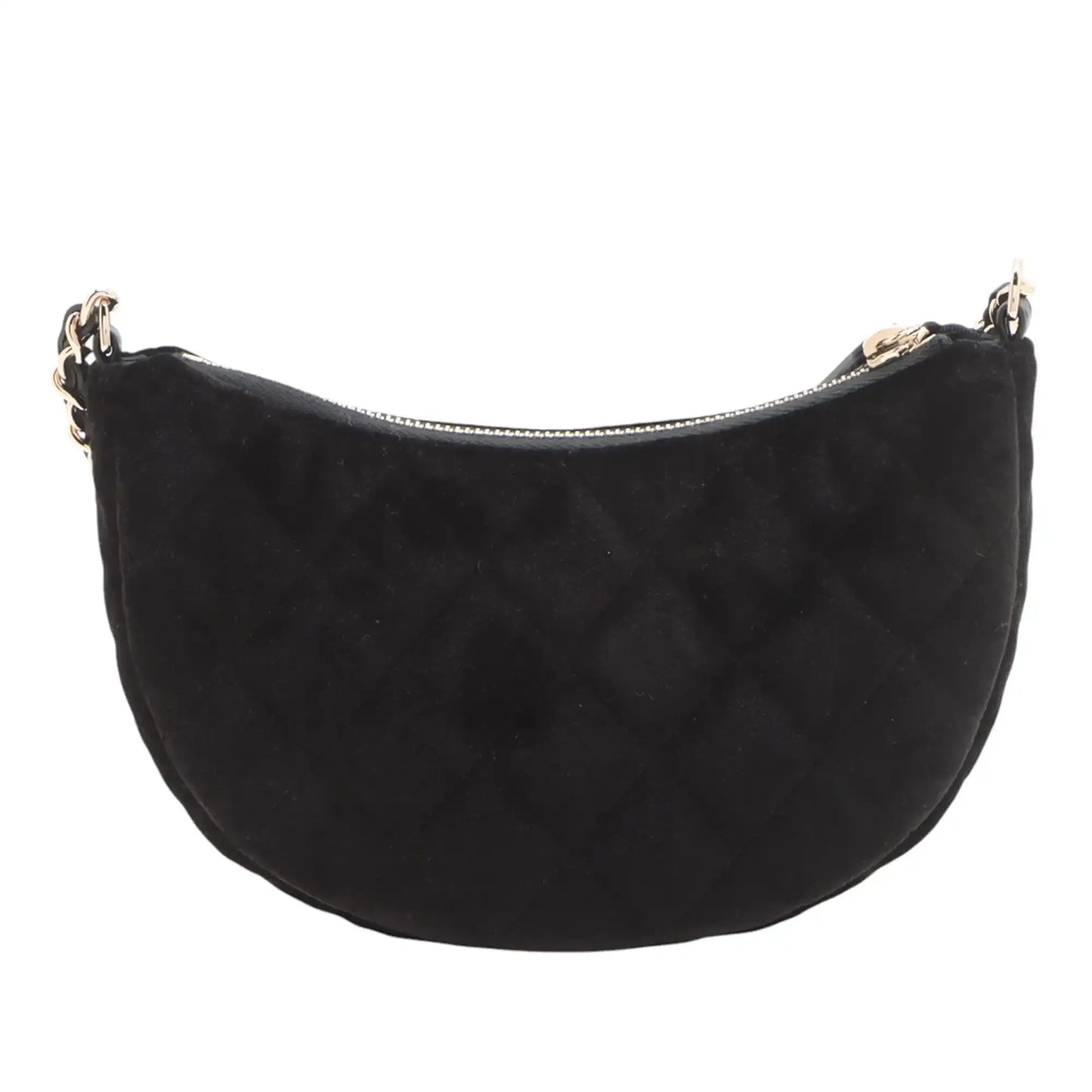 Chanel CC Quilted Velour Half Moon Chain Crossbody