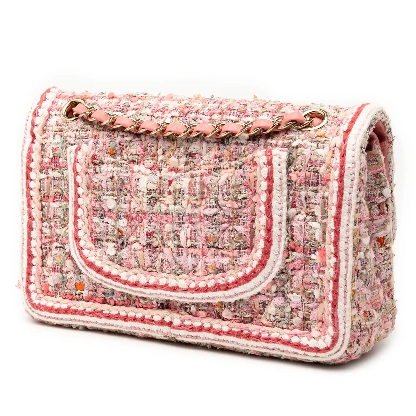 Chanel Medium Classic Quilted Tweed Braided Double Flap