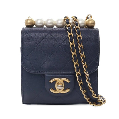 Chanel Mini Goatskin Chic Pearls Clutch On Chain