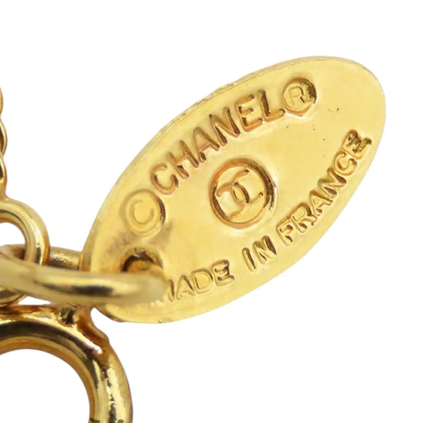 Chanel old Plated Crystal CC Pendant Necklace