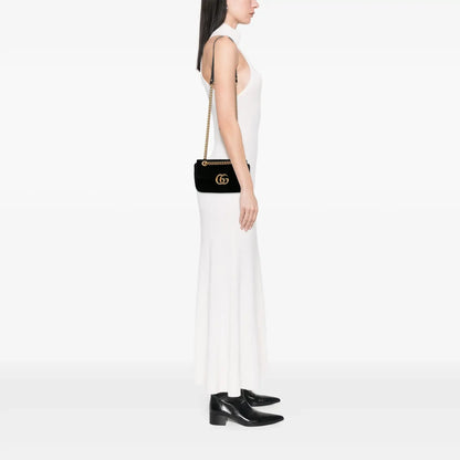 Gucci Small GG Marmont Matelasse Velvet Shoulder Bag