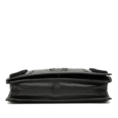 Chanel Large CC Quilted Lambskin and Shearling Single Flap