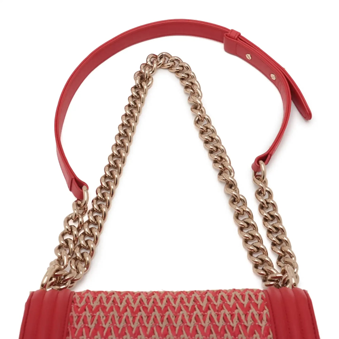 Chanel Small Straw and Lambskin Boy Flap