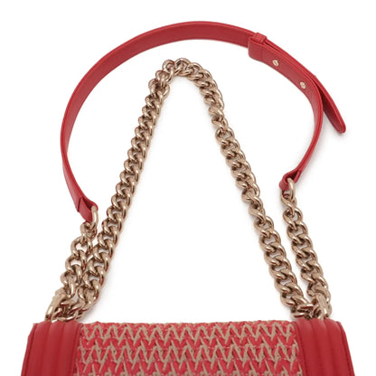 Chanel Small Straw and Lambskin Boy Flap