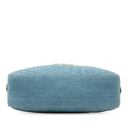 Gucci Small GG Marmont Matelasse Denim Pearly Crossbody