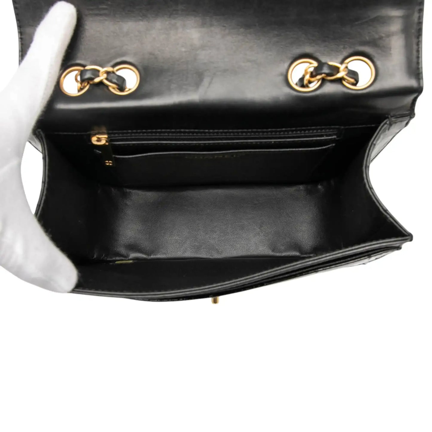 Chanel CC Chocolate Bar Patent and Lambskin Square Flap